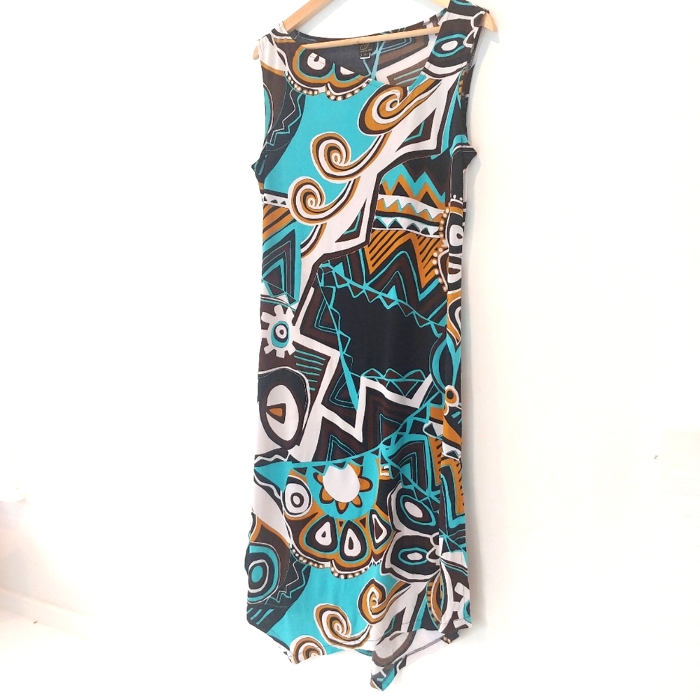 Yolanda Kwan Midi Dress W/ Asymmetric Neck & Hemline - Picture 10 of 10